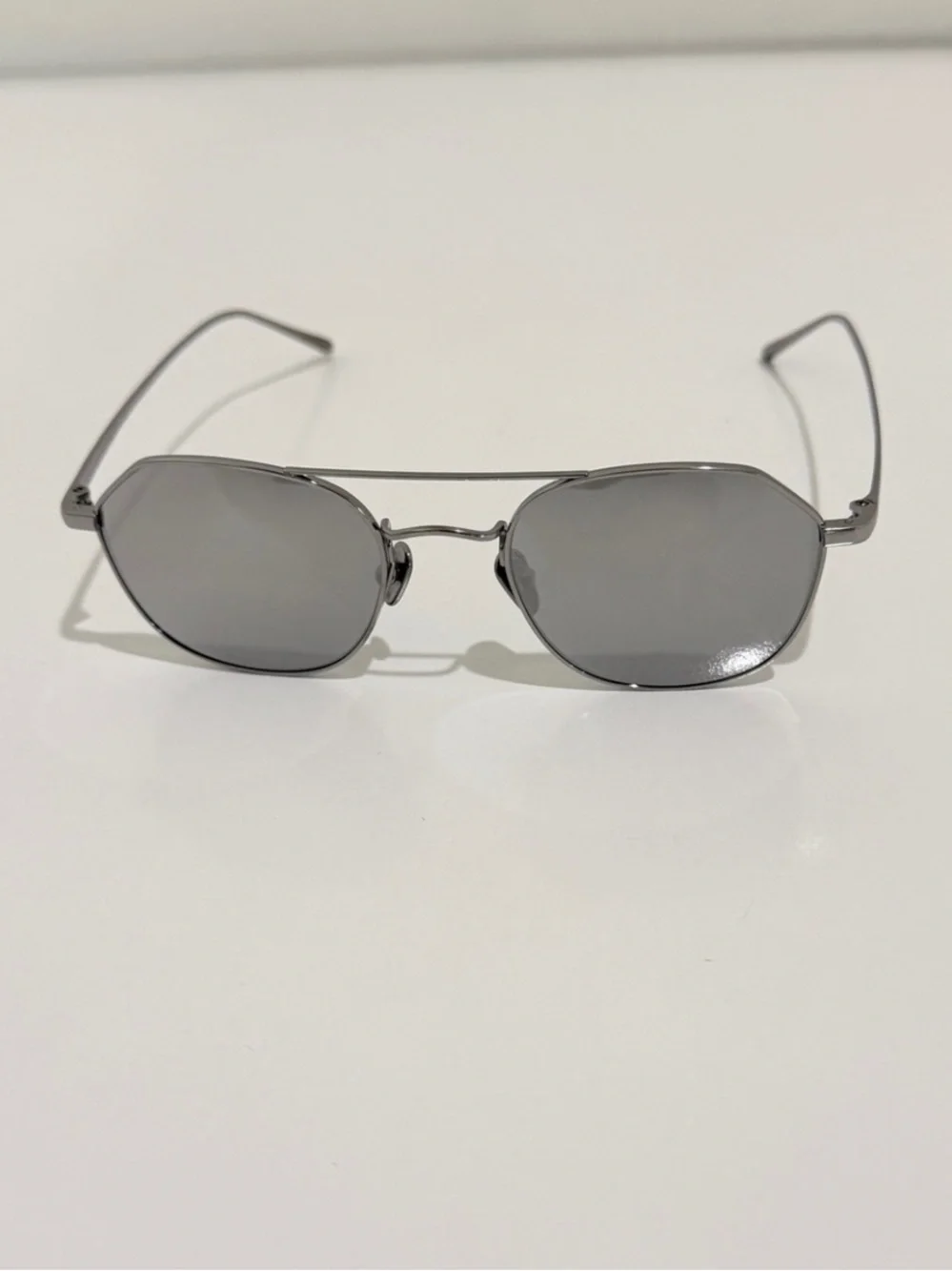 Linda Farrow Dante LFL977 Sunglasses 22K White Gold Aviator NIB Full Set